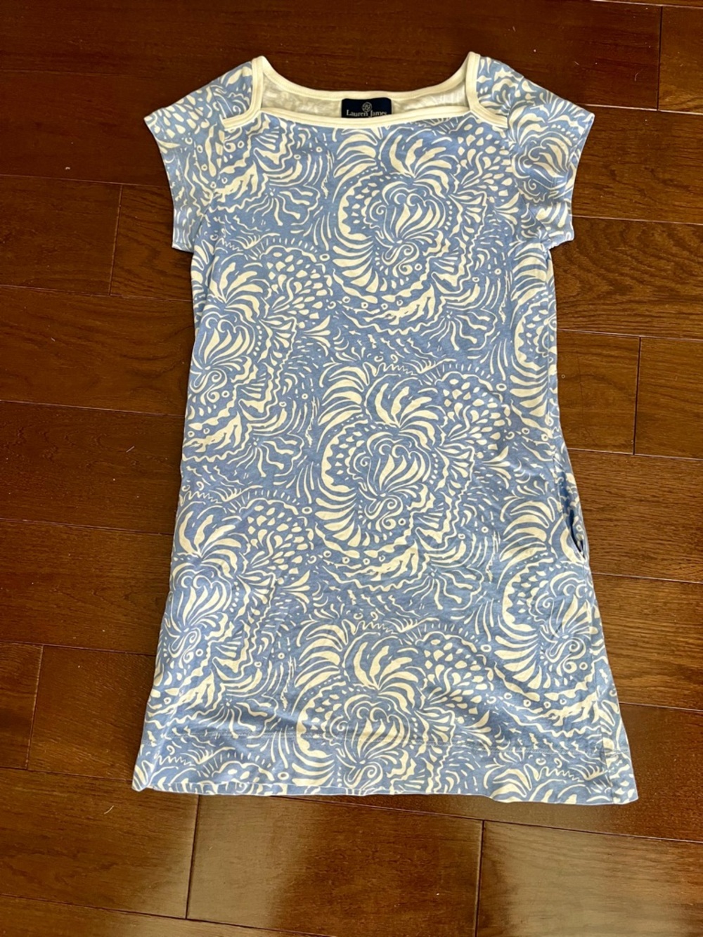 Lauren James Blue & White Printed Shift Dress
